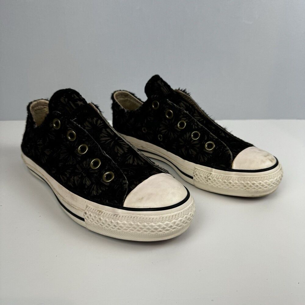 Converse Velvet Sneakers Black Floral Women Size 5 Casual Shoes slip on